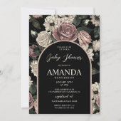 Donkere  Floral Baby shower Kaart (Voorkant)