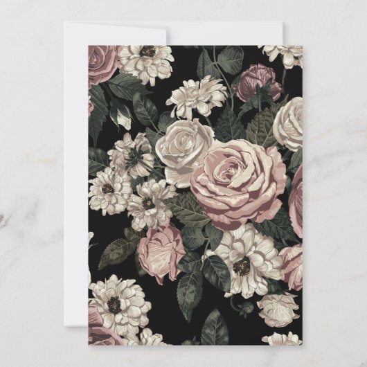 Donkere  Floral Baby shower Kaart (Achterkant)