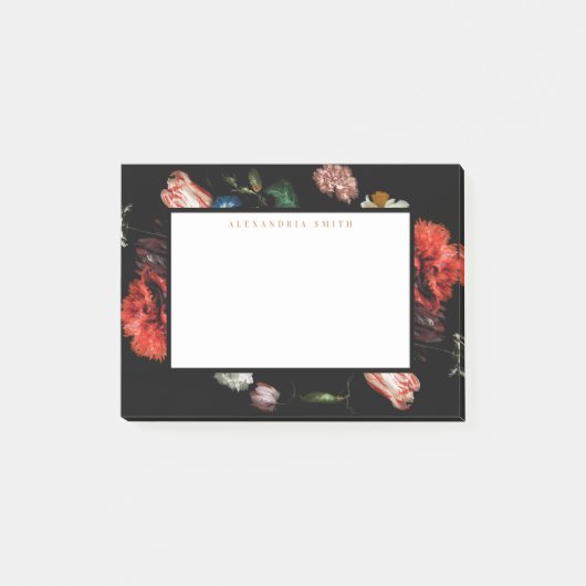 Donkere Floral Black Aangepaste Post-it notities Post-it® Notes (Voorkant)