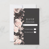 Donkere Floral Blush roze houtskool Black Weddensc Kaart (Voorkant)