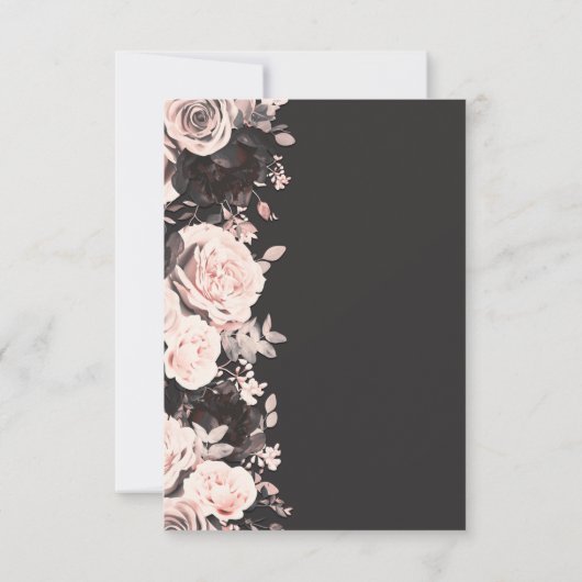 Donkere Floral Blush roze houtskool Black Weddensc Kaart (Achterkant)