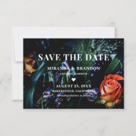 Donkere Floral Botanical Wedding Save the Date Car