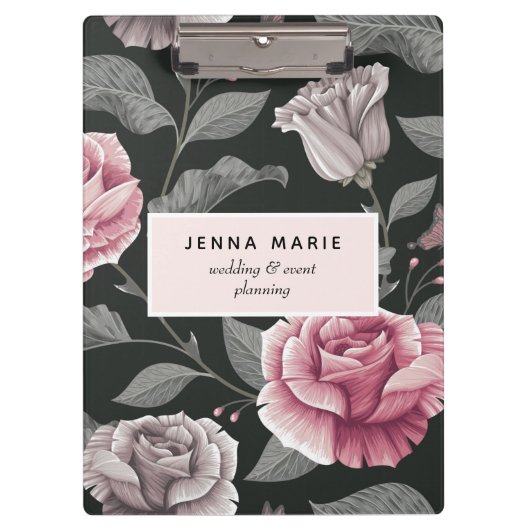 Donkere Floral Business Klembord (Voorkant)
