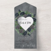 Donkere Floral Gothic Style Wedding All In One Uitnodiging (Binnen)