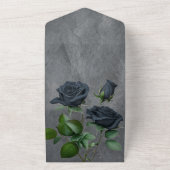 Donkere Floral Gothic Style Wedding All In One Uitnodiging (Buitenkant)