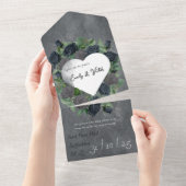 Donkere Floral Gothic Style Wedding All In One Uitnodiging (Afscheurbaar)