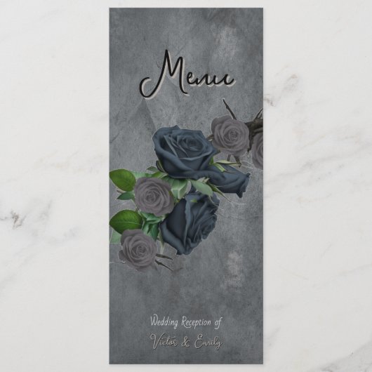 Donkere Floral Gothic Style Wedding Menu (Voorkant)
