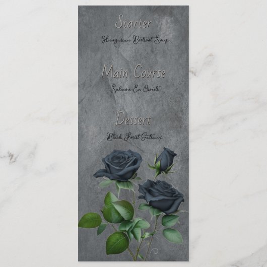 Donkere Floral Gothic Style Wedding Menu (Achterkant)