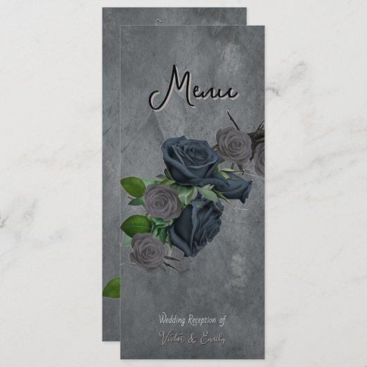 Donkere Floral Gothic Style Wedding Menu (Voorkant / Achterkant)