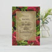 Donkere Floral Gothic Wedding Kaart (Staand voorkant)