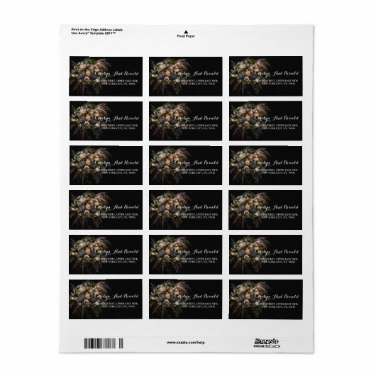 Donkere  Floral Label (Full Sheet)