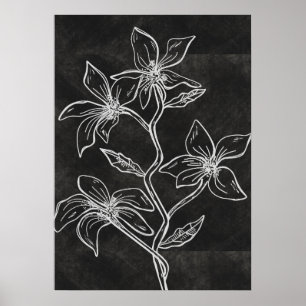 Donkere Floral Limoen was Modern Poster