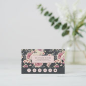 Donkere  Floral Logo Loyalty-kaart Klantenkaartje (Staand voorkant)