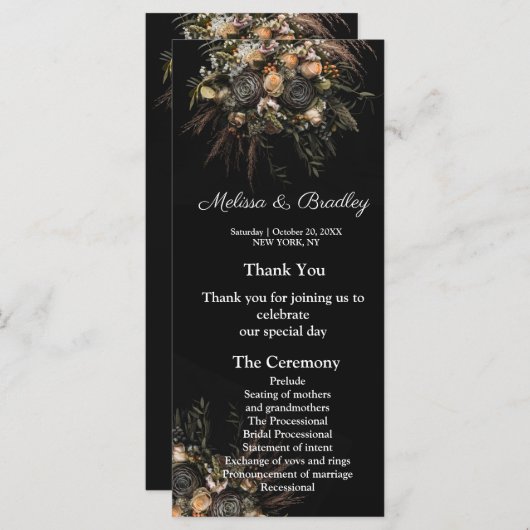 Donkere  Floral Menu (Voorkant / Achterkant)