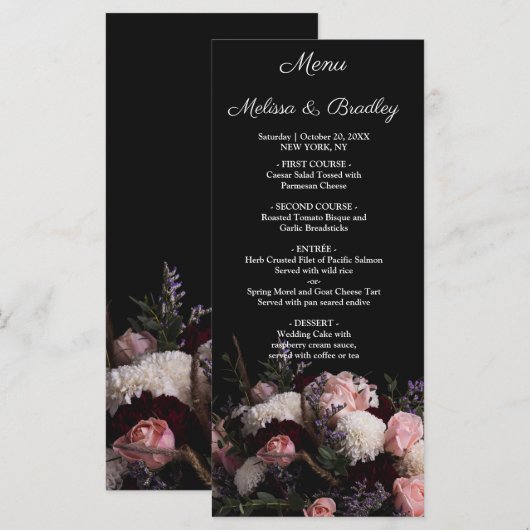 Donkere  Floral Menu (Voorkant / Achterkant)