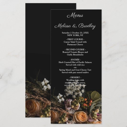 Donkere Floral Menu (Voorkant / Achterkant)