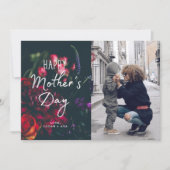 Donkere Floral Moederdag fotokaart Kaart (Voorkant)