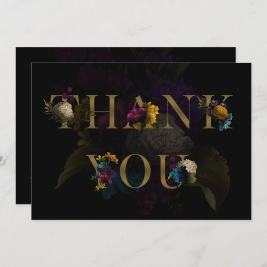 Donkere Floral Moody Monogram Weddenschap Hartelij Kaart (Voorkant / Achterkant)