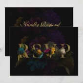 Donkere Floral Moody Monogram Wedding RSVP Kaart (Voorkant / Achterkant)