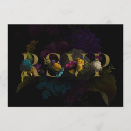 Donkere Floral Moody Monogram Wedding RSVP Kaart
