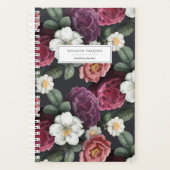 Donkere Floral op zwart | Gepersonaliseerde planne Planner (Voorkant)