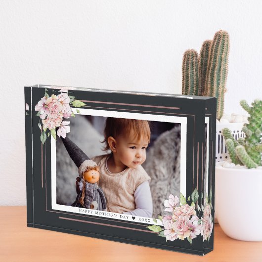 Donkere Floral op zwart | Moederdag fotoblok