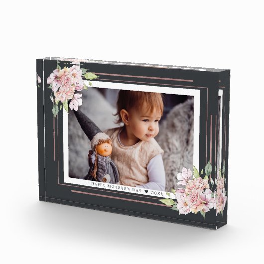 Donkere Floral op zwart | Moederdag fotoblok (Rechts)