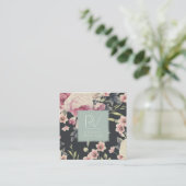  donkere Floral op zwart | Monogram Vierkante Visitekaartje (Staand voorkant)