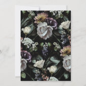 Donkere Floral op zwart | Moody Modern Wedding Kaart (Achterkant)