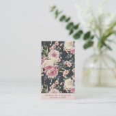  donkere Floral op zwart | Verticaal Visitekaartje (Staand voorkant)