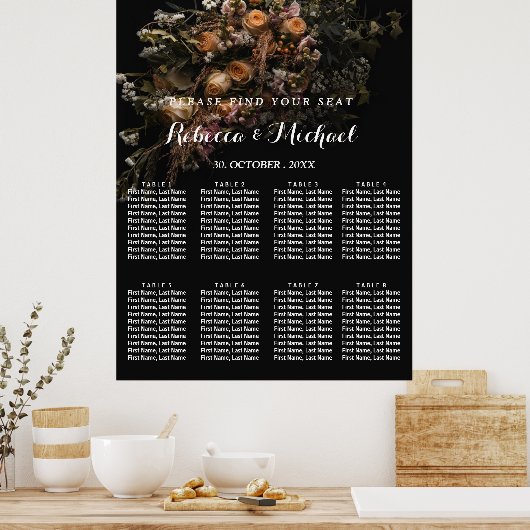 Donkere  Floral Poster (Keuken)