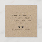 Donkere Floral Roos Rustic Kraft Botanisch Elegant Vierkante Visitekaartje (Achterkant)