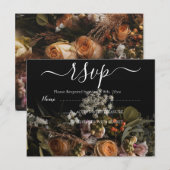 Donkere  Floral RSVP Briefkaart (Voorkant / Achterkant)