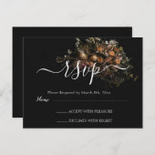Donkere  Floral RSVP Briefkaart (Voorkant / Achterkant)