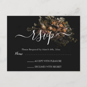 Donkere Floral RSVP Briefkaart