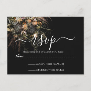 Donkere Floral RSVP Briefkaart