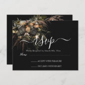 Donkere  Floral RSVP Briefkaart (Voorkant / Achterkant)