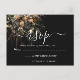 Donkere  Floral RSVP Briefkaart