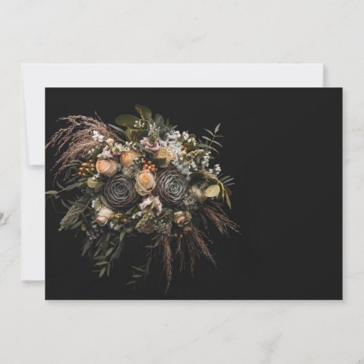 Donkere  Floral RSVP Uitnodiging (Achterkant)