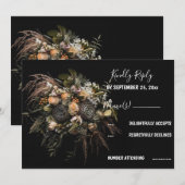 Donkere  Floral RSVP Uitnodiging (Voorkant / Achterkant)