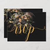 Donkere  Floral RSVP Uitnodiging (Voorkant / Achterkant)