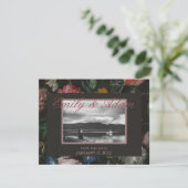 Donkere Floral sla de datum op Feestdagenkaart (Staand voorkant)