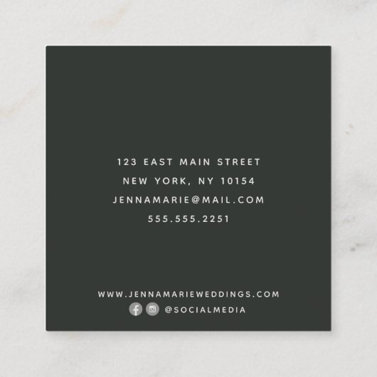 Donkere  Floral Vierkante Visitekaartje (Achterkant)