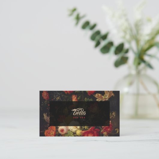 Donkere  Floral Visitekaartjes Rode Roze (Staand voorkant)