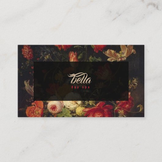 Donkere  Floral Visitekaartjes Rode Roze (Voorkant)