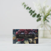 Donkere Floral Waterverf Burgundy Black Visitekaartje (Staand voorkant)