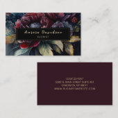 Donkere Floral Waterverf Burgundy Black Visitekaartje (Voorkant / Achterkant)