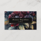 Donkere Floral Waterverf Burgundy Black Visitekaartje (Voorkant)