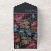 Donkere  Floral | Weddenschap All In One Uitnodiging (Buitenkant)