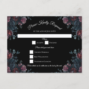 Donkere Floral Wedding Gothic Black Elegant Feestdagenkaart